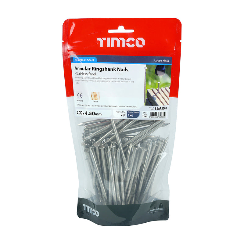 TIMCO Annular Ringshank Nails A2 Stainless Steel