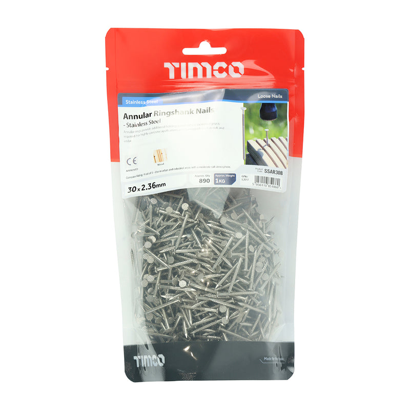 TIMCO Annular Ringshank Nails A2 Stainless Steel