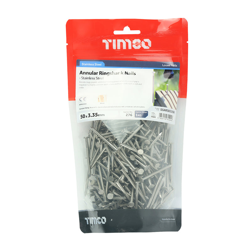 TIMCO Annular Ringshank Nails A2 Stainless Steel