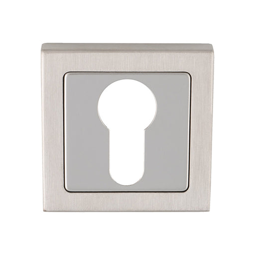 Escutcheon - Euro Profile - Push-On Square Rose - Bright Stainless Steel/Satin Stainless Steel 52 x 8