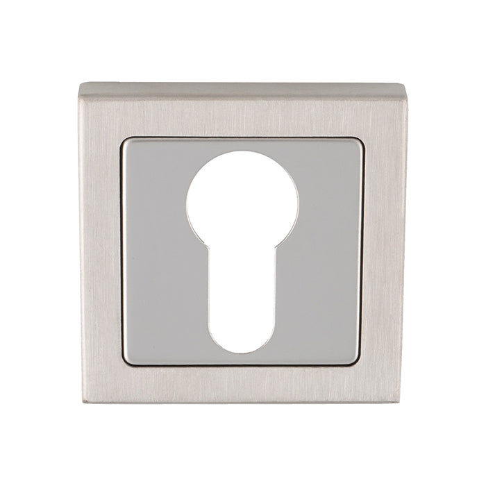 Escutcheon - Euro Profile - Push-On Square Rose - Bright Stainless Steel/Satin Stainless Steel 52 x 8