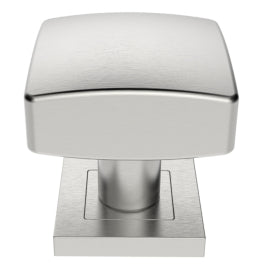 Square Mortice Knob On Sprung Push-On Square Rose - Satin Stainless Steel