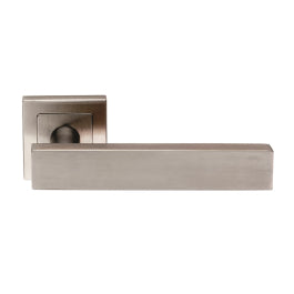Carla Lever On Sprung Push-On Square Rose - Satin Stainless Steel
