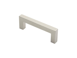 19Mm Dia. Square Mitred Pull Handle - 150Mm C/C - Bolt Through Fixing - Satin Stainless Steel