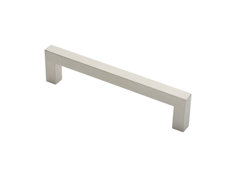 19Mm Dia. Square Mitred Pull Handle - 225Mm C/C - Bolt Through Fixing - Satin Stainless Steel