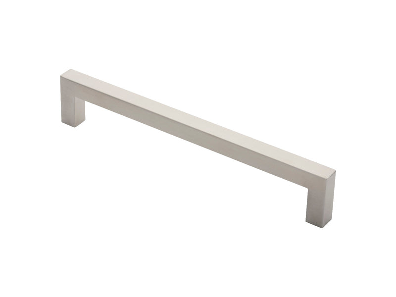 19Mm Dia. Square Mitred Pull Handle - 300Mm C/C - Bolt Through Fixing - Satin Stainless Steel