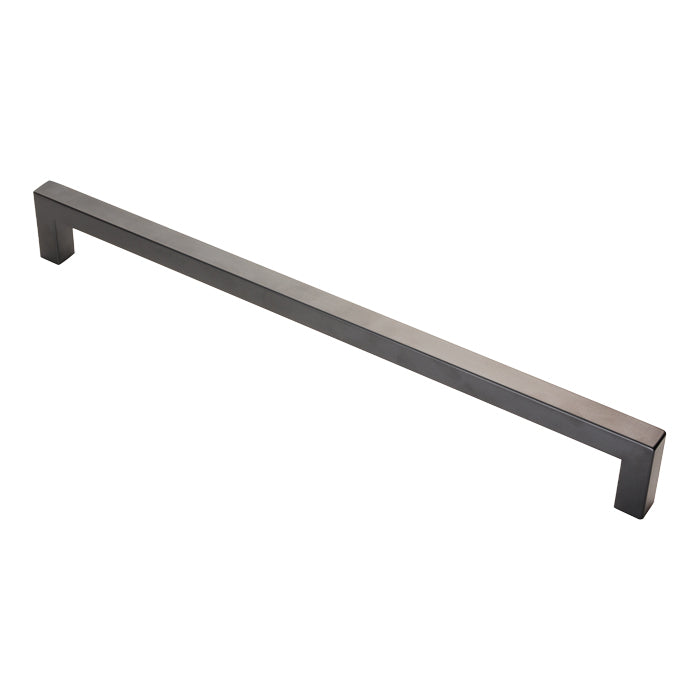 19Mm Dia. Square Mitred Pull Handle - 450Mm C/C - Bolt Through Fixing - Matt Black