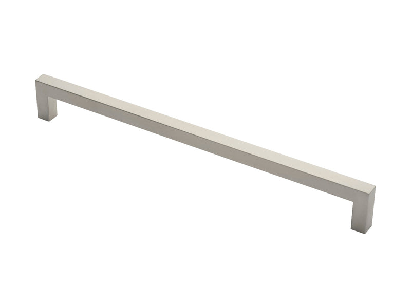 19Mm Dia. Square Mitred Pull Handle - 450Mm C/C - Bolt Through Fixing - Satin Stainless Steel