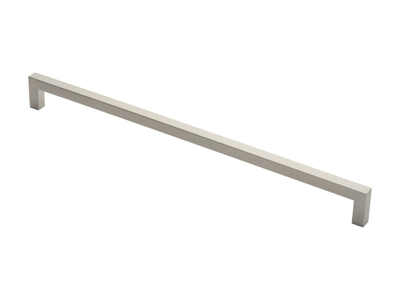 19Mm Dia. Square Mitred Pull Handle - 600Mm C/C - Bolt Through Fixing - Satin Stainless Steel