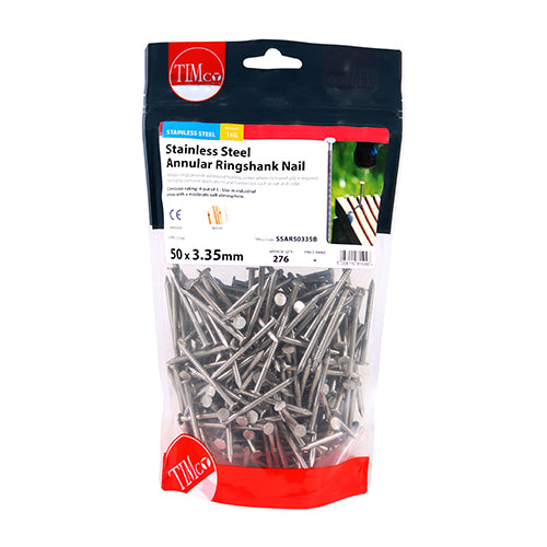 TIMCO Annular Ringshank Nails A2 Stainless Steel — 1kg Bag
