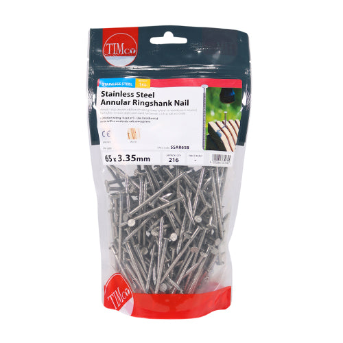 TIMCO Annular Ringshank Nails A2 Stainless Steel — 1kg Bag