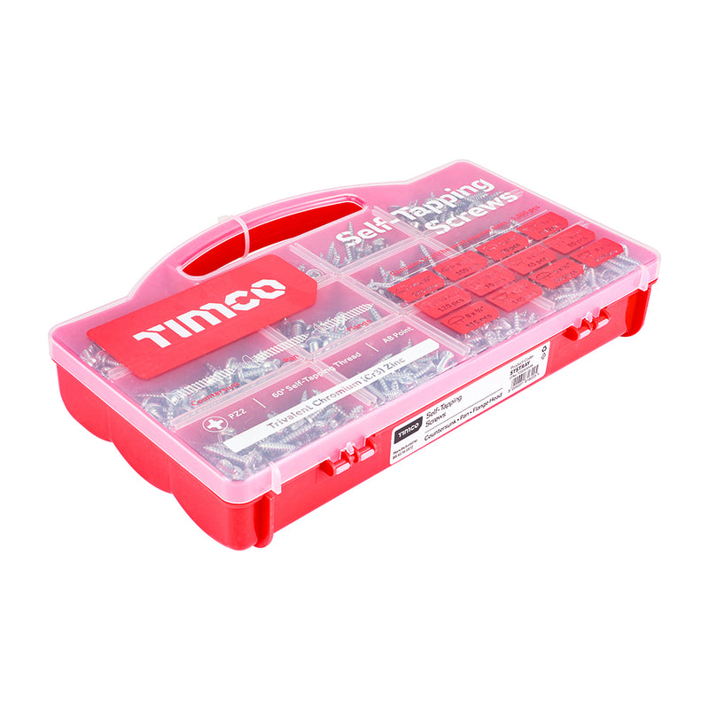 TIMCO Self-Tapping Silver Screws Mixed Tray - 1,305pcs