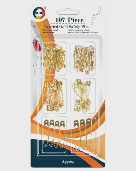 107Pc Assorted Gold Safety Pins