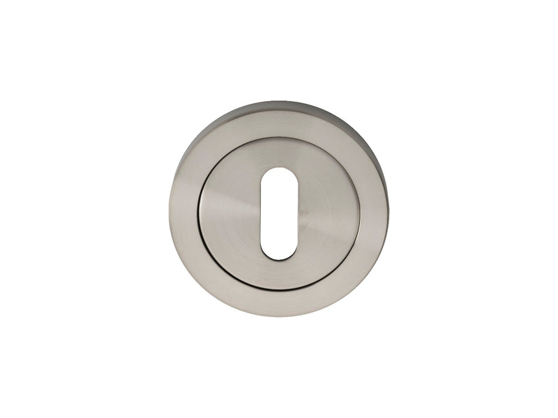 Escutcheon - Lock Profile - Screw-On Round Rose - Satin Stainless Steel 52 x 7