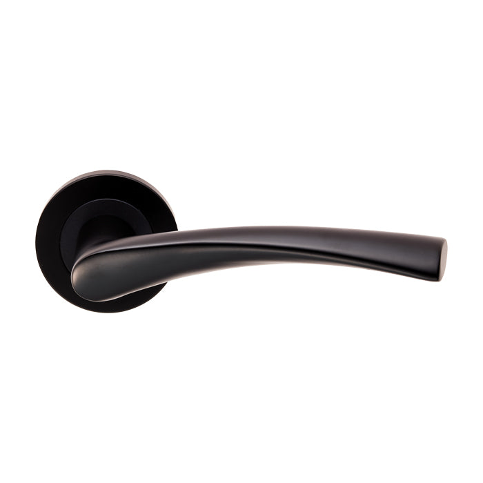Breeze Lever On Sprung Screw-On Round Rose - Matt Black