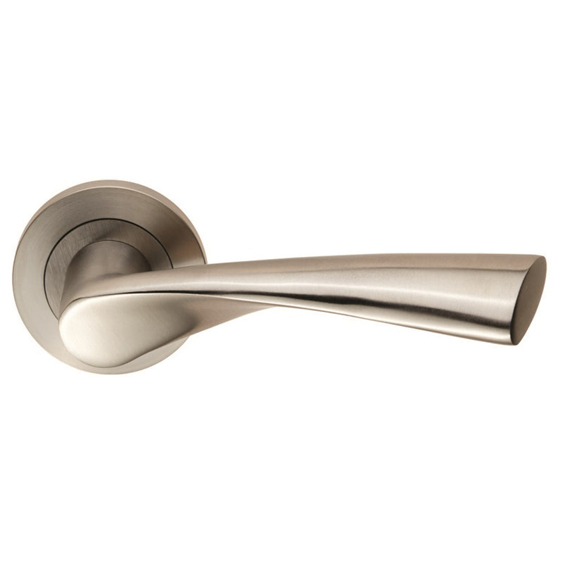 Breeze Lever On Sprung Screw-On Round Rose - Satin Stainless Steel