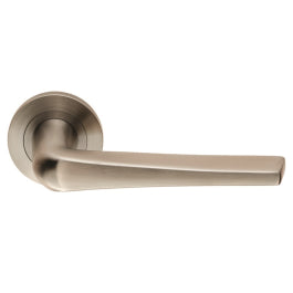Plaza Lever On Sprung Screw-On Round Rose - Satin Stainless Steel