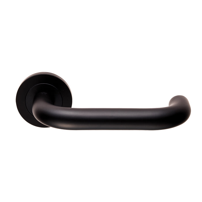 Nera Lever On Sprung Screw-On Round Rose - Matt Black