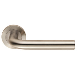 Spira Lever On Sprung Screw-On Round Rose - Satin Stainless Steel