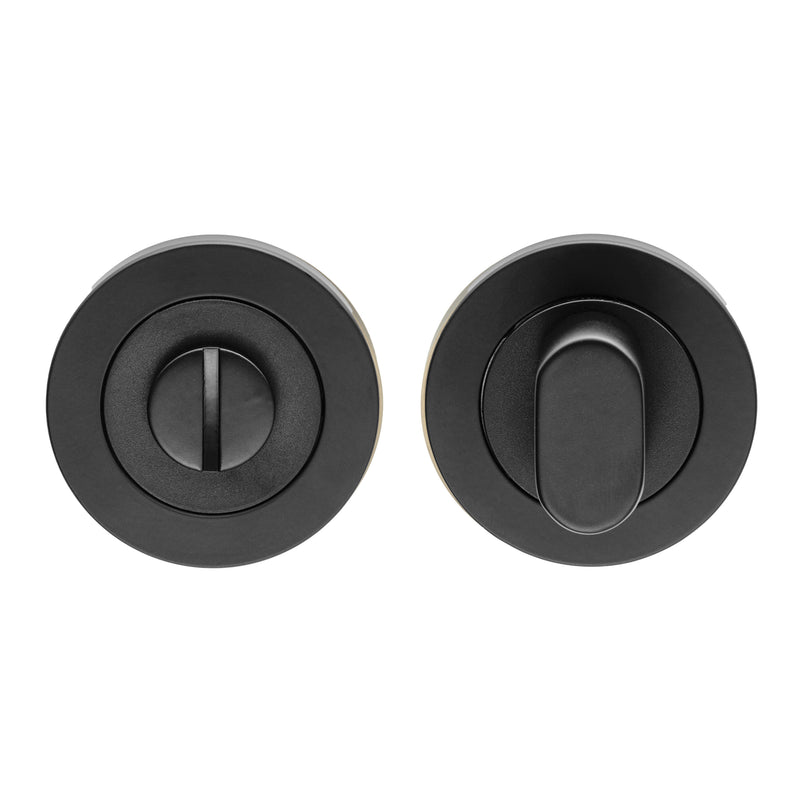 Turn & Release - 5Mm Spindle - Screw-On Round Rose - Matt Black