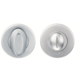 Turn & Release On Concealed Fix Push On Round Rose - Satin Chrome 52MM