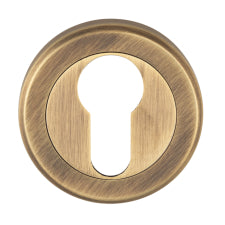 Escutcheon - Euro Profile - Screw-On Round Rose - Antique Brass