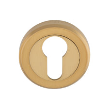 Escutcheon - Euro Profile - Screw-On Round Rose - Satin Brass