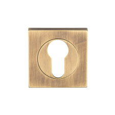 Escutcheon - Euro Profile - Square Rose - Antique Brass