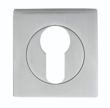 Escutcheon - Euro Profile - Square Rose - Satin Chrome 52MM