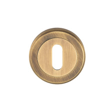Escutcheon - Lock Profile - Screw-On Round Rose - Antique Brass
