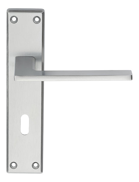 Zone Lever On Face-Fix Backplate - Lock 57Mm - Satin Chrome 180MM x 40MM