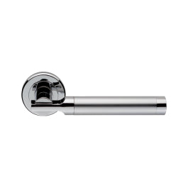 Azul Lever On Sprung Screw-On Round Rose - Retail Pack - Satin Chrome/Polished Chrome