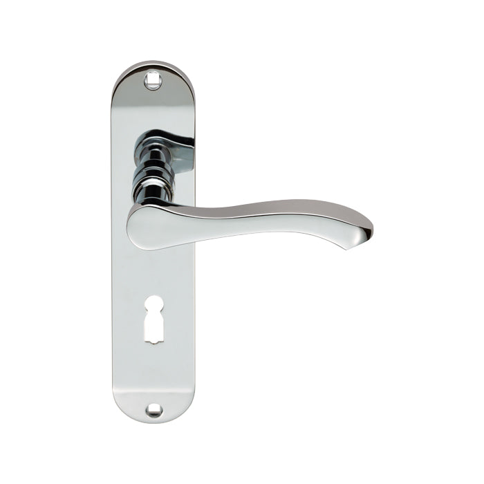 Style Lever On Face-Fix Backplate - Lock 57Mm - Polished Chrome 180 x 40mm