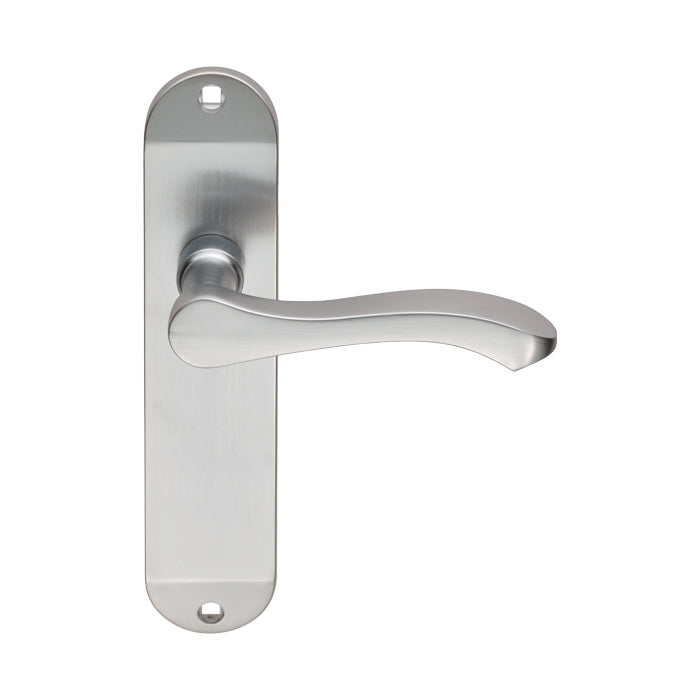 Style Lever On Face-Fix Backplate - Latch - Satin Chrome 180 x 40mm