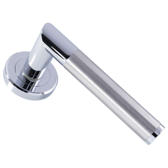 Trend Lever On Sprung Screw-On Round Rose - Polished Chrome/Satin Nickel 50