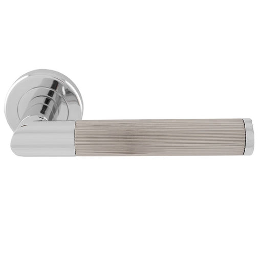 Trend Lines Lever On Sprung Screw-On Round Rose - Polished Chrome/Satin Nickel