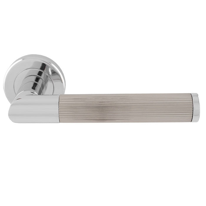 Trend Lines Lever On Sprung Screw-On Round Rose - Polished Chrome/Satin Nickel