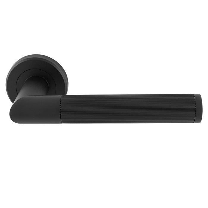 Trend Lines Lever On Sprung Screw-On Round Rose - Retail Pack - Matt Black