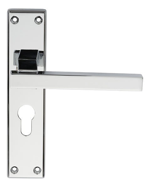 Stratus Lever On Face-Fix Backplate - Euro 47.5Mm - Polished Chrome 180MM X 40MM