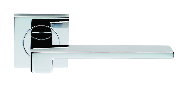 Equi Lever On Sprung Push-On Square Rose - Polished Chrome