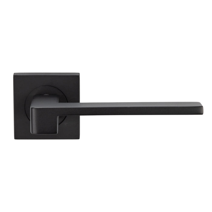 Equi Lever On Sprung Push-On Square Rose - Matt Black