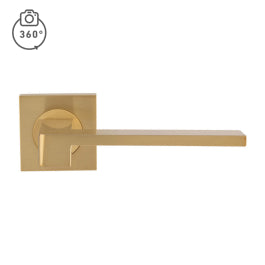 Equi Lever On Sprung Push-On Square Rose - Satin Brass