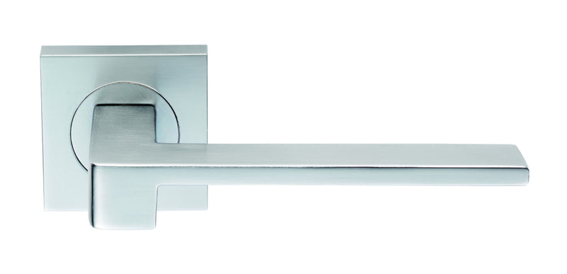 Equi Lever On Sprung Push-On Square Rose - Satin Chrome