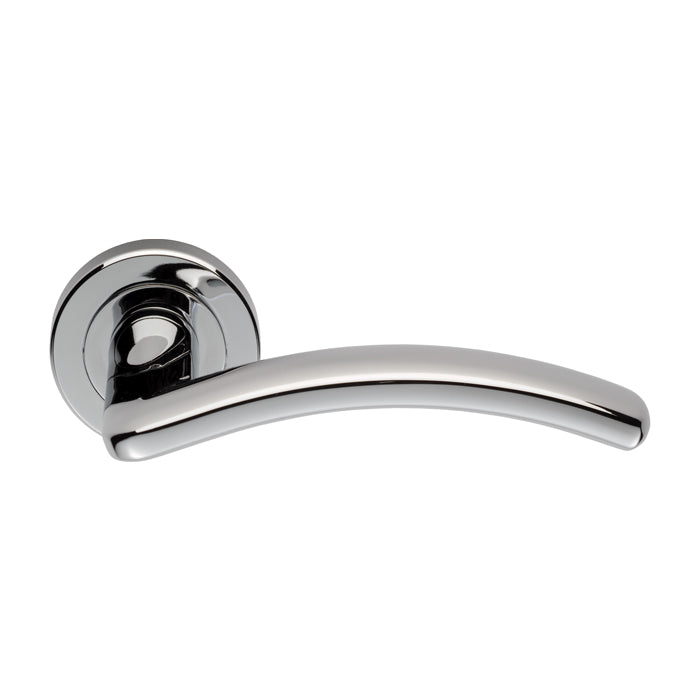 Design Lever On Sprung Screw-On Round Rose - Polished Chrome 120