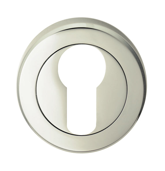 Escutcheon - Euro Profile - Screw-On Round Rose - Retail Pack - Polished Nickel