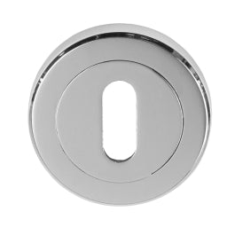 Escutcheon - Lock Profile - Screw-On Round Rose - Polished Chrome