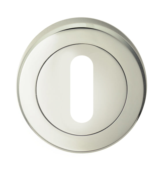 Escutcheon - Lock Profile - Screw-On Round Rose - Polished Nickel