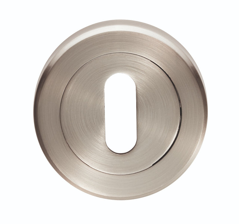 Escutcheon - Lock Profile - Screw-On Round Rose - Satin Nickel
