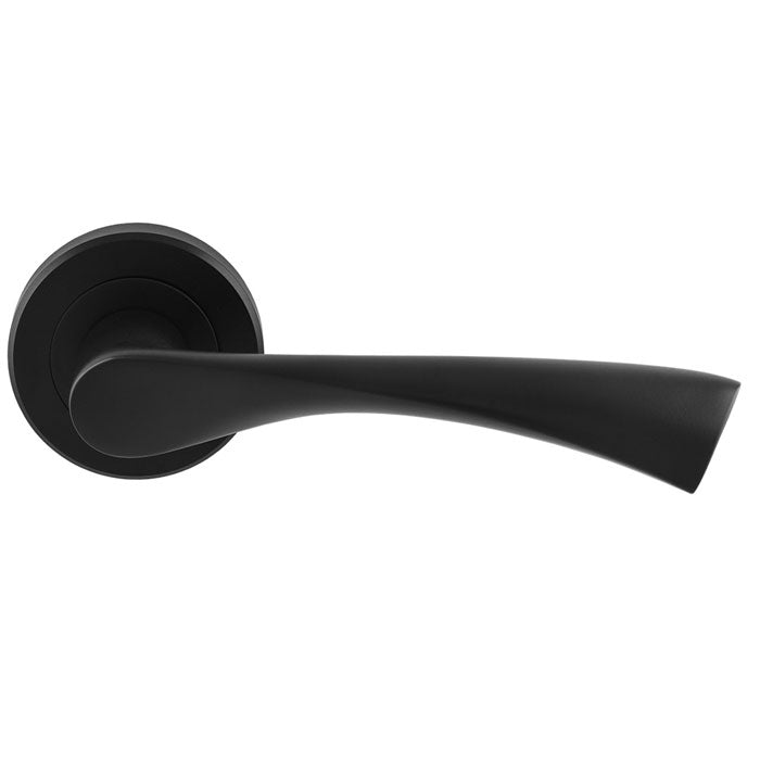 Venti Lever On Sprung Screw-On Round Rose - Matt Black