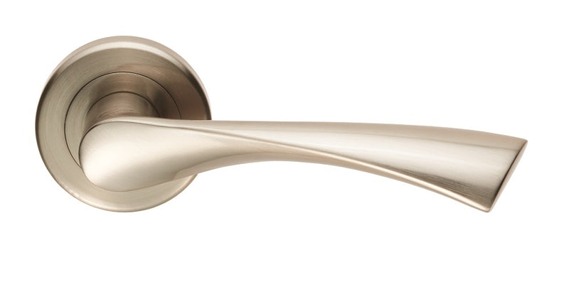 Venti Lever On Sprung Screw-On Round Rose - Retail Pack - Satin Nickel